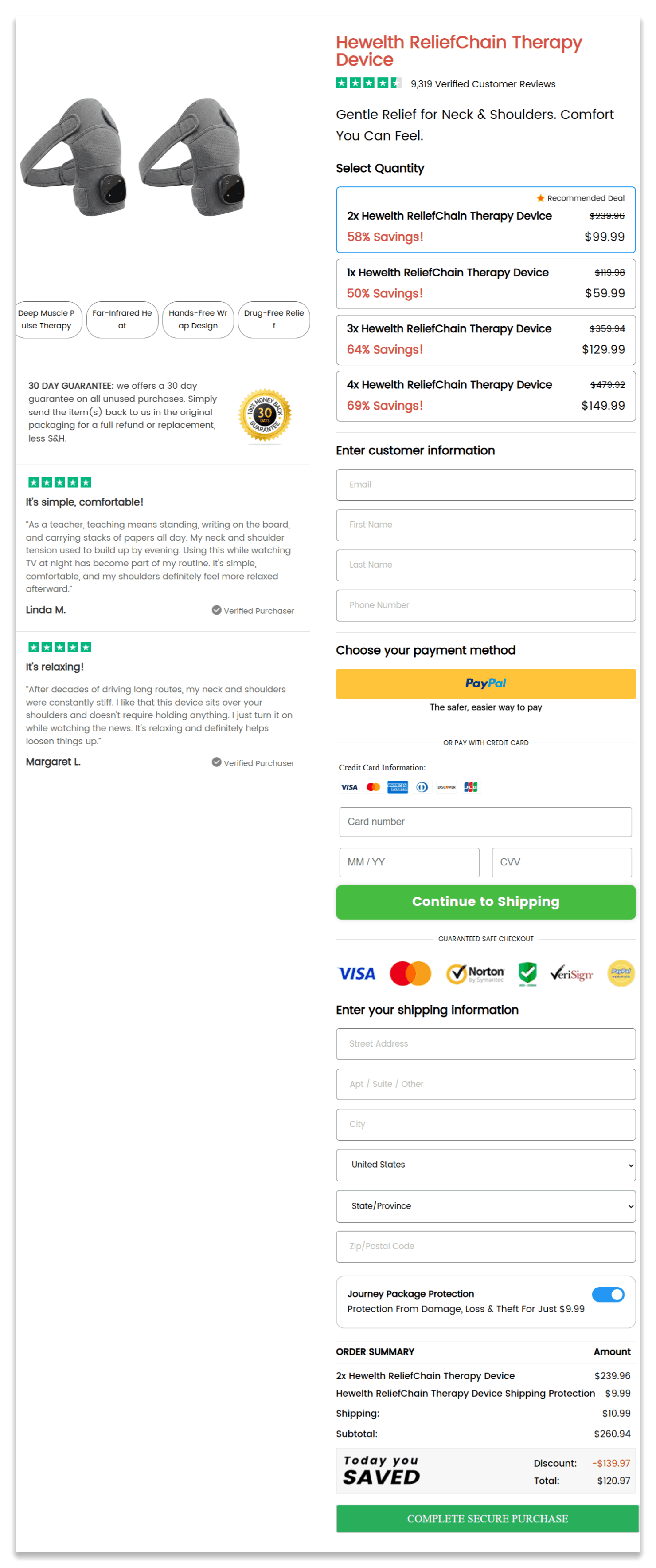 Hewelth ReliefChain Secure Checkout Page